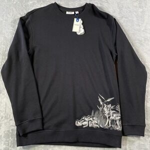 ROWM Sweatshirt Mens Medium Black Fox‎ Print Casual Preppy Minimalist Pullover